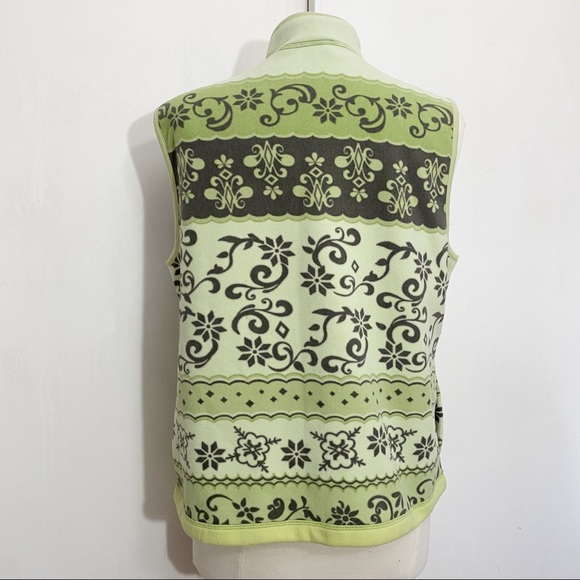 ALLISON DALEY zip front print fleece vest side pockets very soft MP - Picture 3 of 7